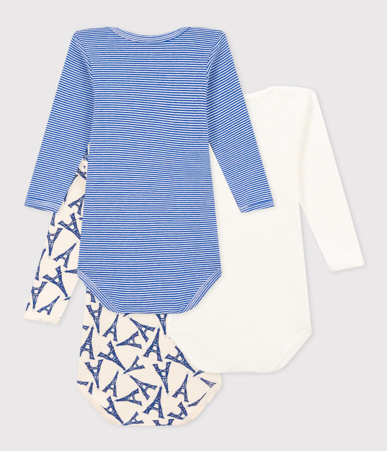 Babies' Paris Themed Long-Sleeved Cotton Bodysuits - 3-Pack multicolor