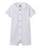 Baby girl's footless sleepsuit with heart print ECUME white/MEDIEVAL blue
