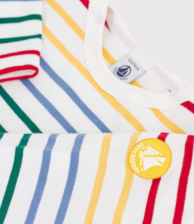 Babies' cotton Breton top white/multicolor