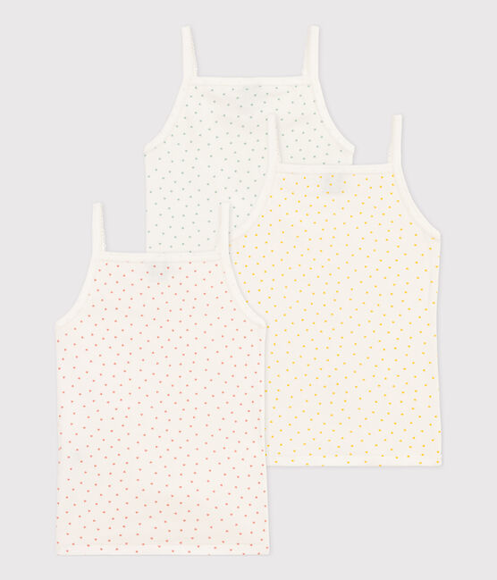 Girls' Mini Heart Patterned Cotton Strappy Vests - 3-Pack variante 1