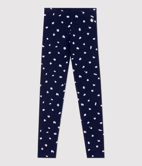 Girls' Elastane Jersey Leggings SMOKING blue/MULTICO white