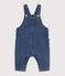 Babies' long-leg denim dungarees with a heart-shaped pocket blue
