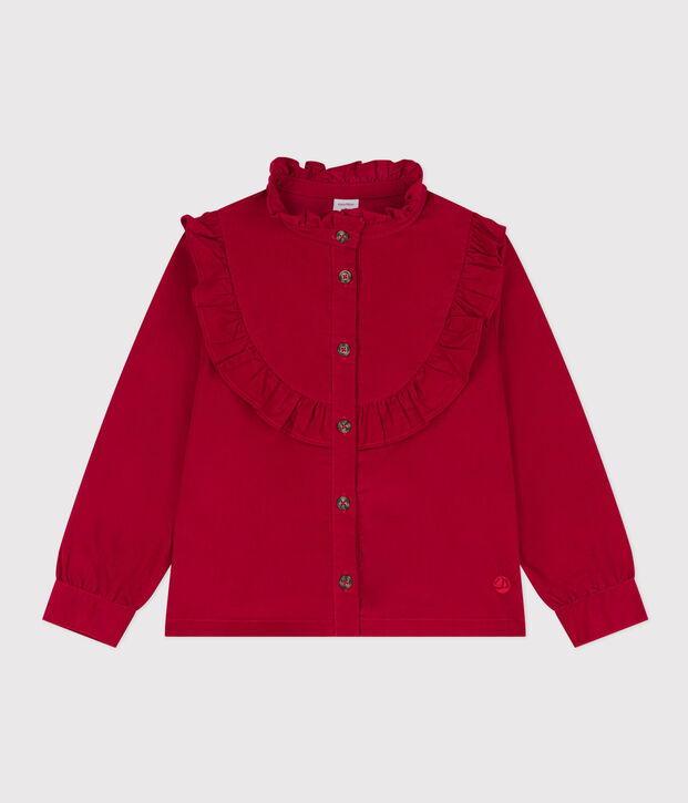 Girls' soft velvet blouse red
