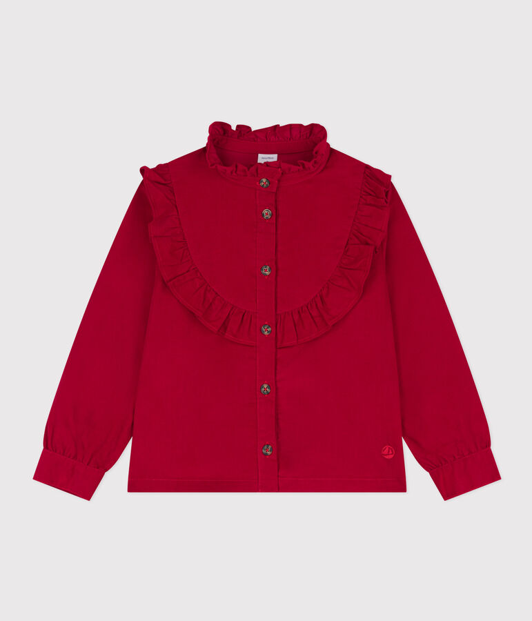 Girls' soft velvet blouse red