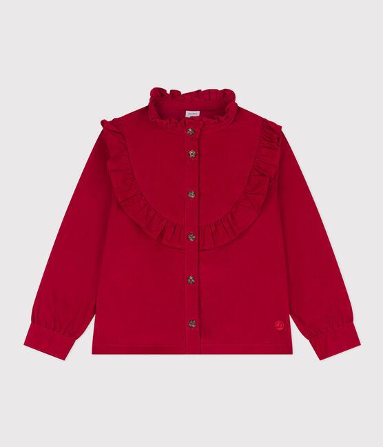 Girls' soft velvet blouse CORRIDA red