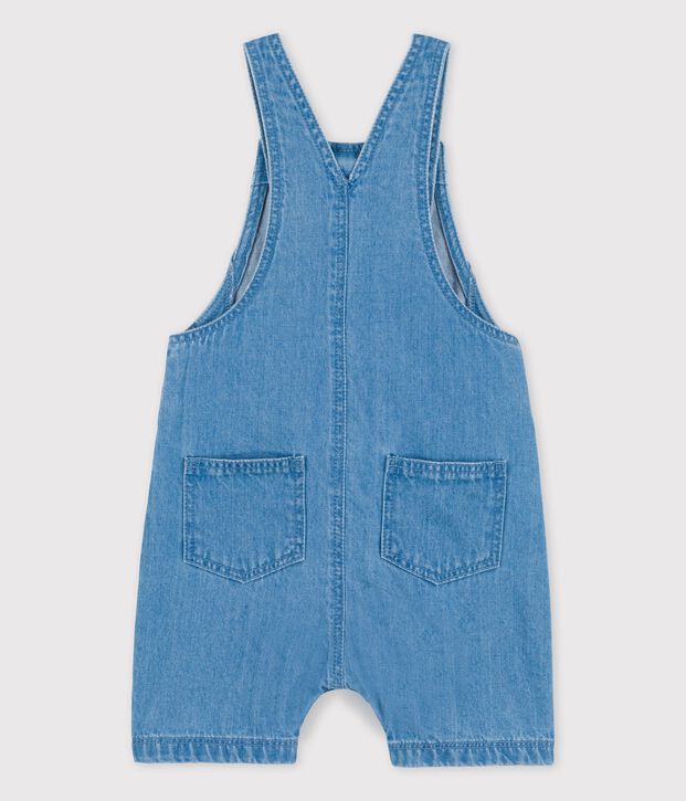 Babies' Organic Light Denim Dungaree Shorts blue