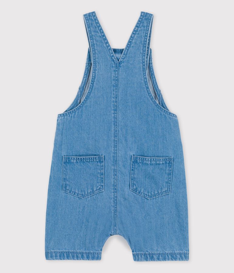 Babies' Organic Light Denim Dungaree Shorts blue