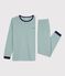 Children's stripy cotton pyjamas green/white