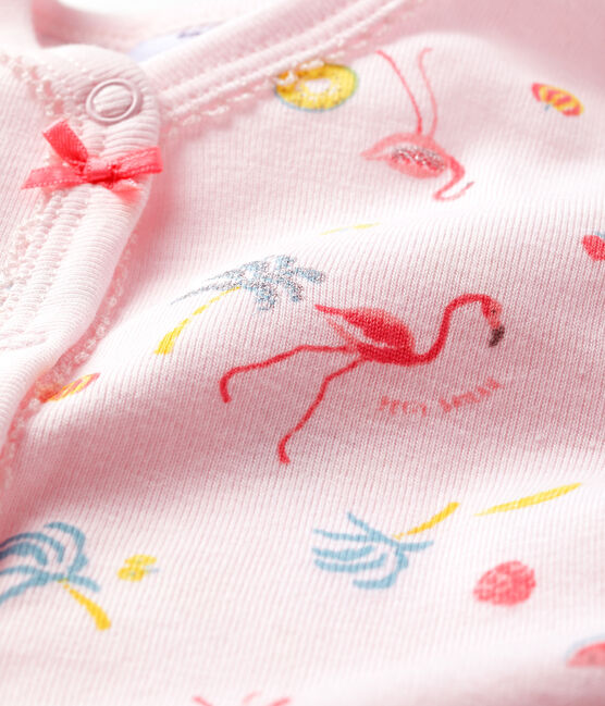 Baby girls' ribbed sleepsuit VIENNE pink/MULTICO white