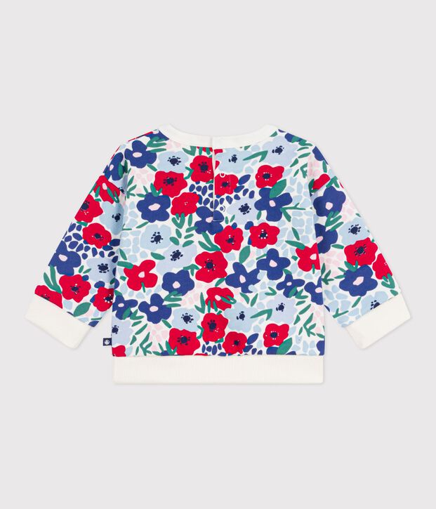 Babies' flower-print cotton sweatshirt white/multicolor