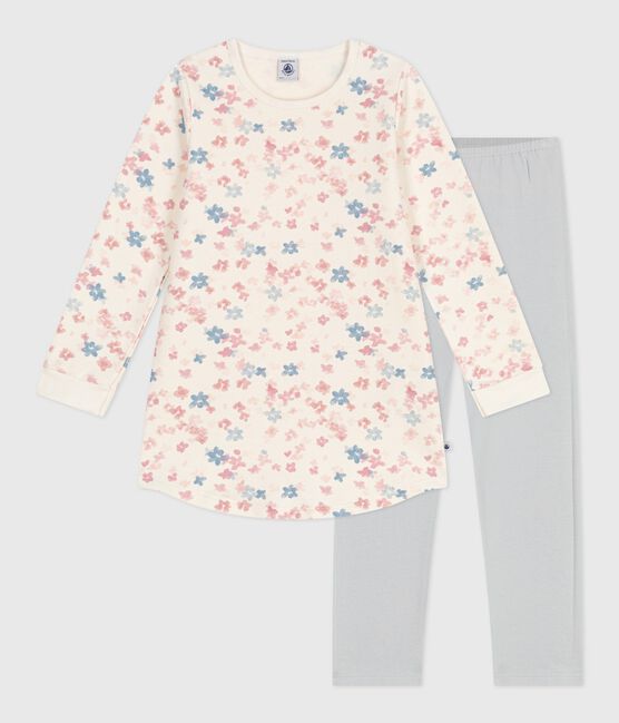 Children's floral print brushed fleece nightdress and leggings MILK /MULTICO
