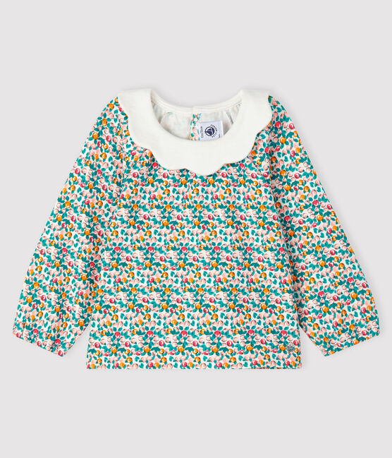 Baby girl's long-sleeved blouse MARSHMALLOW white/MULTICO white