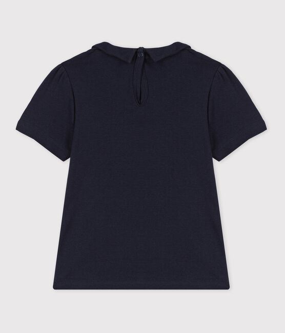 Girls' Short-Sleeved Organic Cotton T-Shirt SMOKING blue