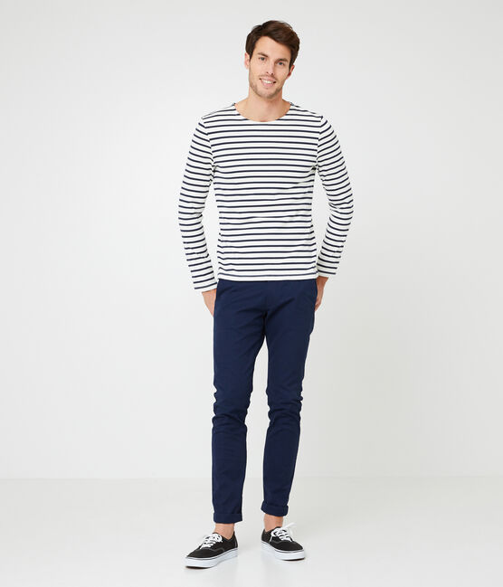 Men's iconic stripy breton top COQUILLE beige/SMOKING blue