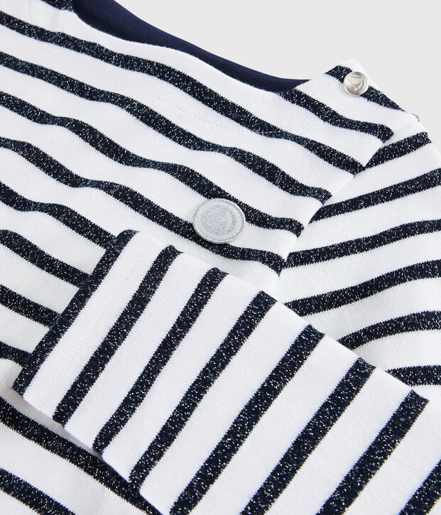 Girls' Jersey Sailor Top white/SMOKING ARGENT BRILLANT