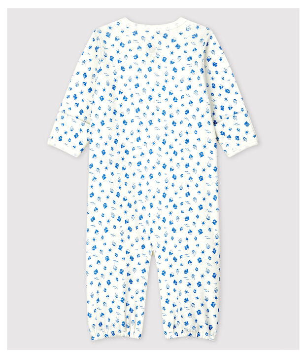 Babies' Starry Organic Cotton Jumpsuit/Sleeping Bag white/grey
