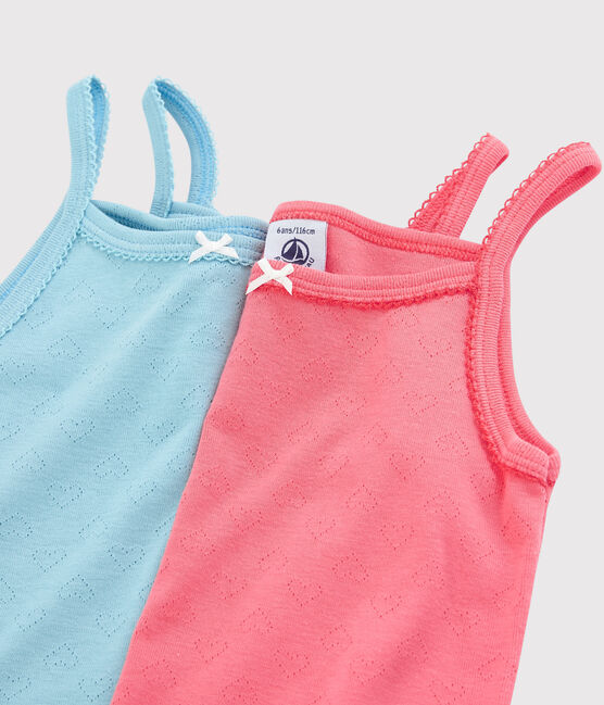 Girls' Colourful Openwork Organic Cotton Strappy Tops - 2-Pack variante 1