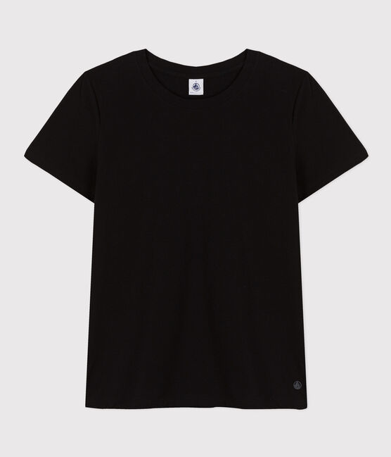 Women's short-sleeved, round-necked Straight T-shirt in fine jersey BLACK black