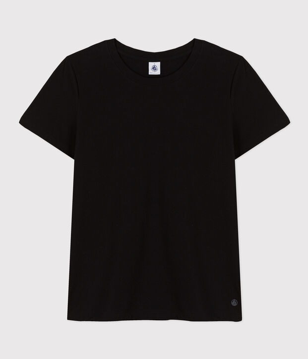 Women's short-sleeved, round-necked Straight T-shirt in fine jersey black
