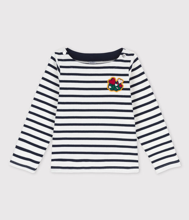 Girls' Cotton Breton Top white/blue