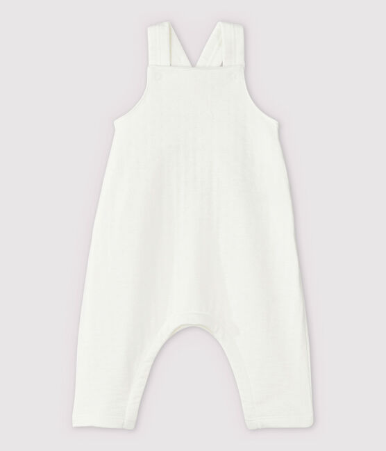 Babies' White Organic Cotton Tube Knit Dungarees MARSHMALLOW white
