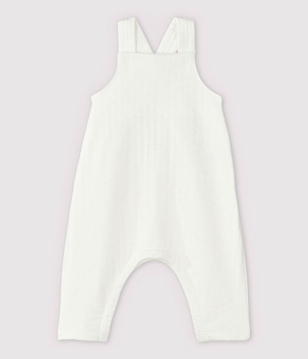 Babies' White Organic Cotton Tube Knit Dungarees white