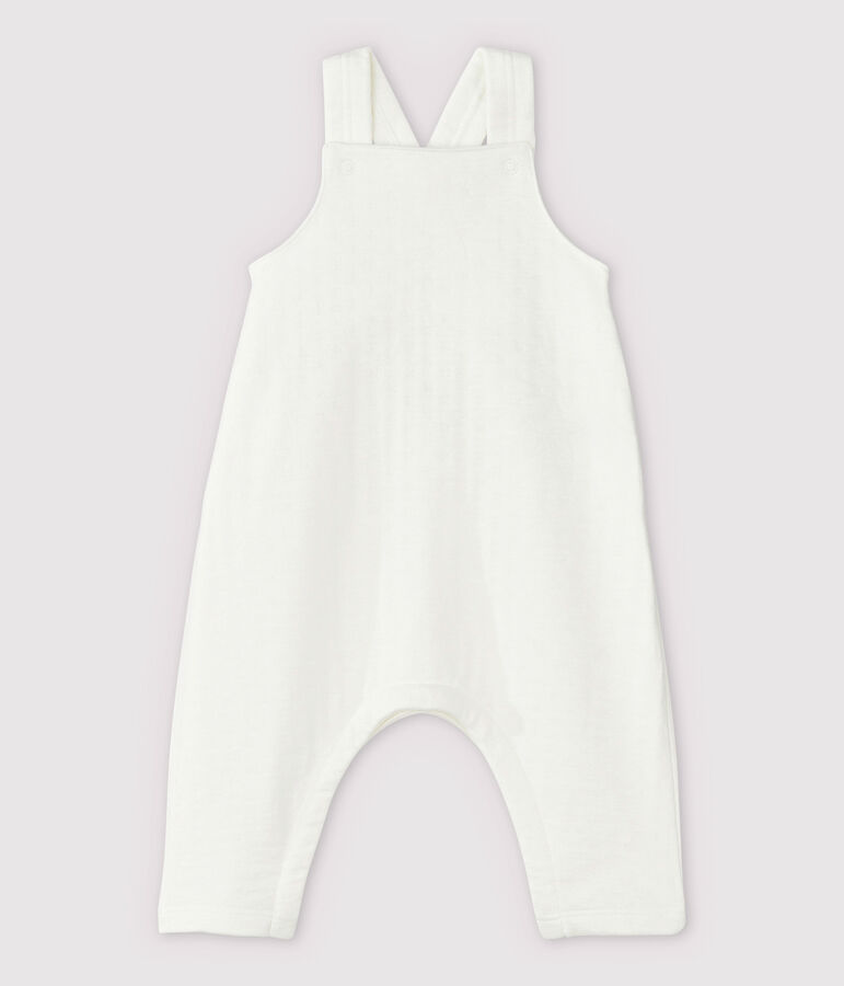 Babies' White Organic Cotton Tube Knit Dungarees white