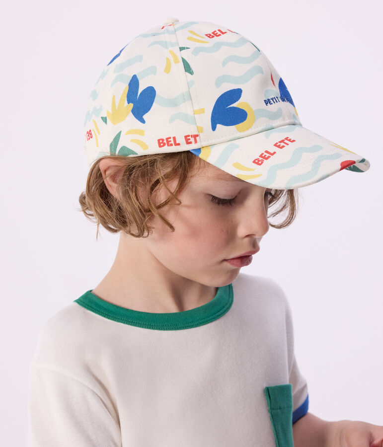Children's cotton cap with a palm tree print MILK /MULTICO