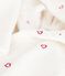 Children's cotton terry bathrobe with embroidered hearts MARSHMALLOW white/TERKUIT red