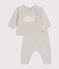 Babies' Wool/Cotton Knit Outfit - 2-Piece Set MONTELIMAR CHINE beige
