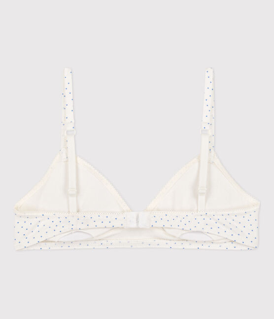 Girls' Spotted Cotton and Elastane Bra MARSHMALLOW white/EDNA