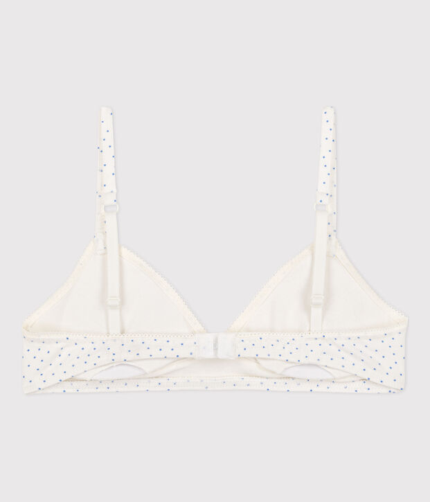 Girls' Spotted Cotton and Elastane Bra white/blue