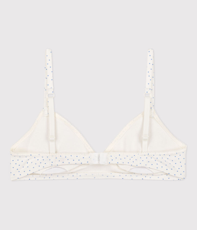 Girls' Spotted Cotton and Elastane Bra white/blue