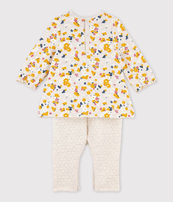 Baby girls' long playsuit MONTELIMAR beige/MULTICO white