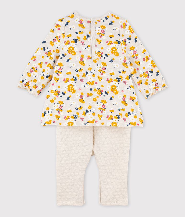 Baby girls' long playsuit beige/multicolor