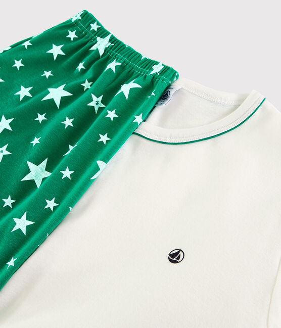 Unisex White Starry Ribbed Short Pyjamas MARSHMALLOW white/GAZON green