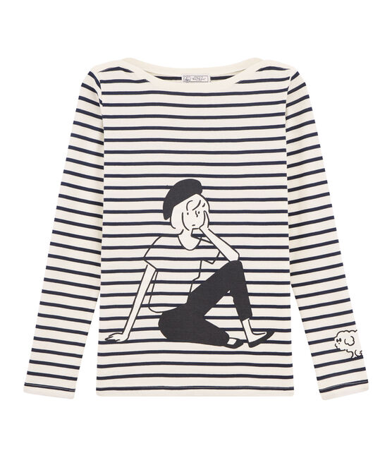 Women's Sailor T-Shirt COQUILLE beige/SMOKING blue