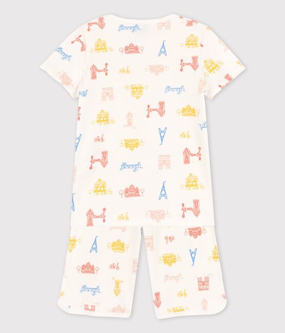 Girls' Paris Cotton Short Pyjamas MARSHMALLOW white/MULTICO white