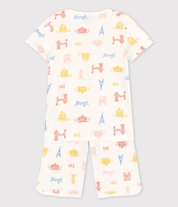 Girls' Paris Cotton Short Pyjamas white/multicolor