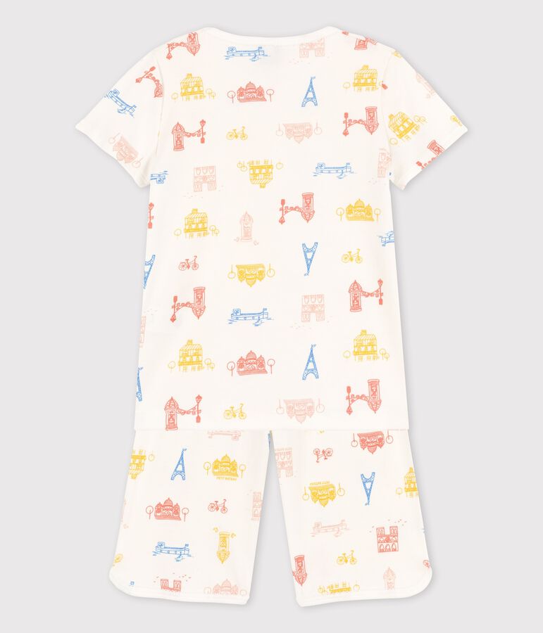 Girls' Paris Cotton Short Pyjamas white/multicolor