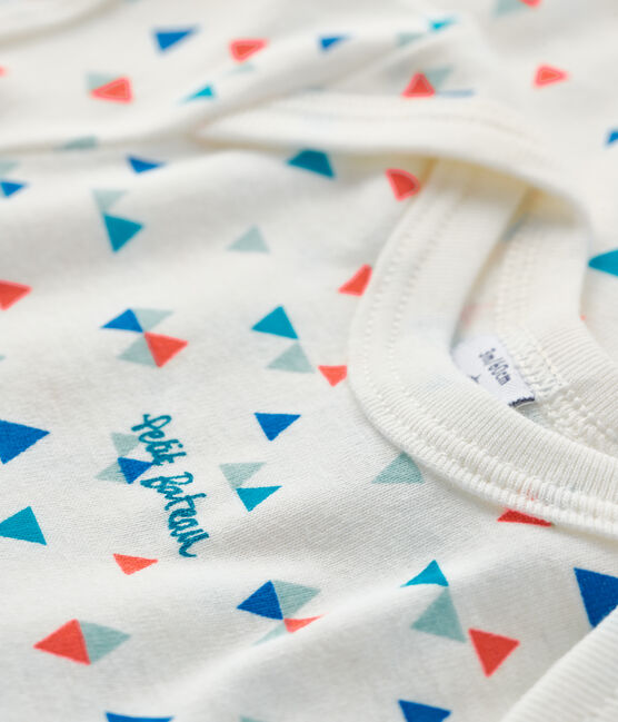 Baby boys-girls' short-sleeved bodysuit MARSHMALLOW white/MULTICO white
