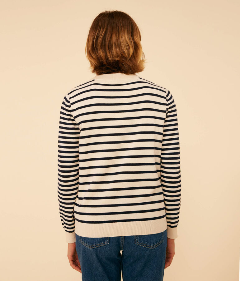 Women's Cotton Breton Top AVALANCHE white/SMOKING blue