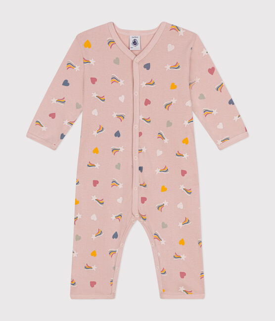 Babies' printed cotton footless pyjama suit SALINE pink/MULTICO white