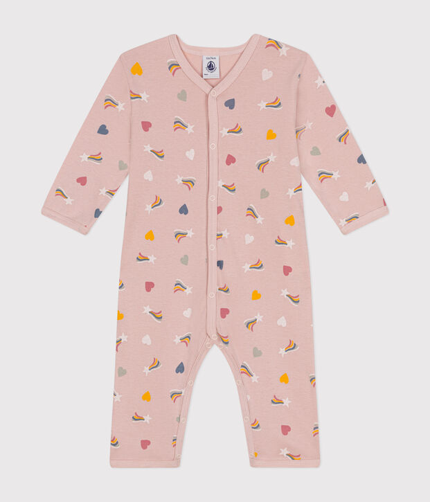 Babies' printed cotton footless pyjama suit pink/multicolor