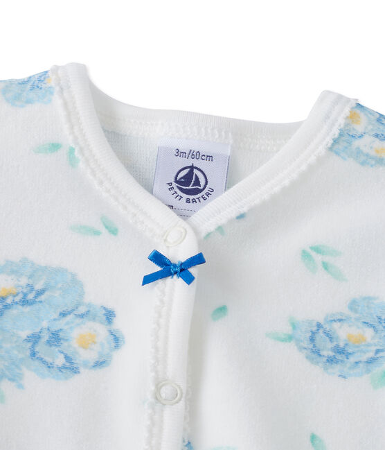Baby girls' print velours sleepsuit LAIT white/BLEU blue/MULTICO