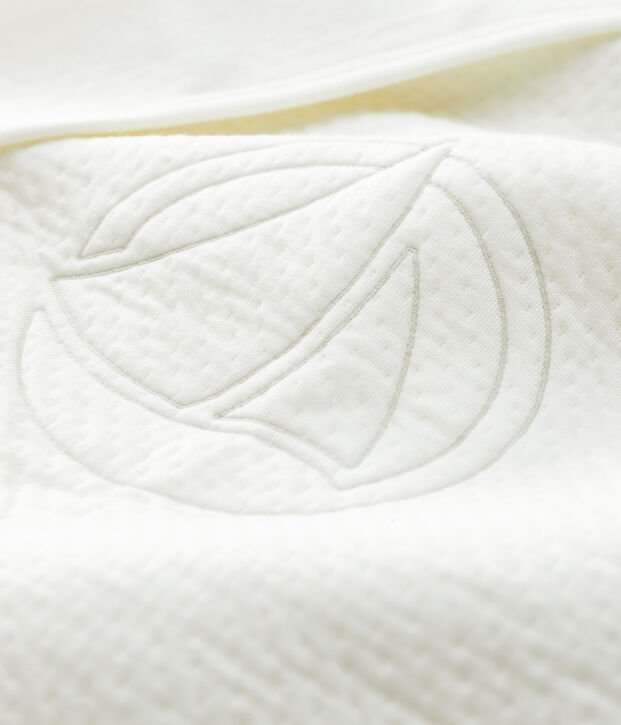 Babies' Organic Cotton Quilted Tube Knit Blanket white