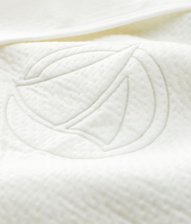 Babies' Organic Cotton Quilted Tube Knit Blanket MARSHMALLOW white