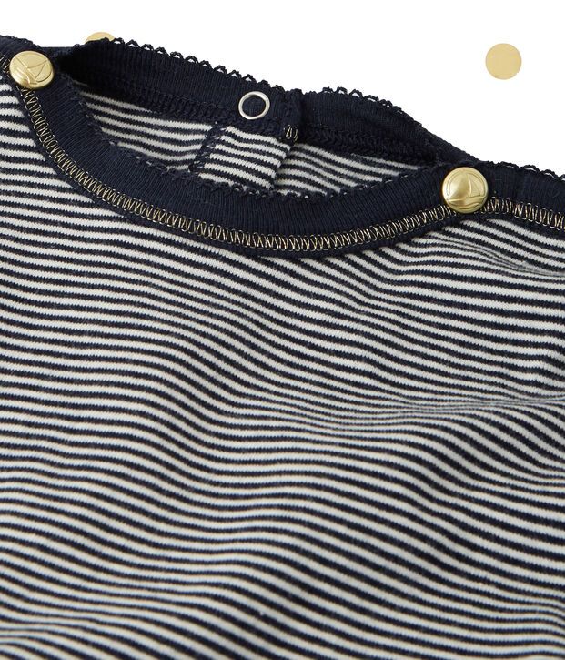 Girl's long-sleeved dress with a 2-in-1 look Petit bateau x Marie-Agn&egrave;s Gillot blue/white