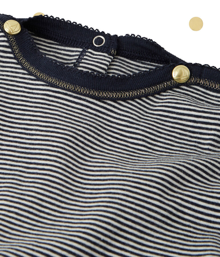 Girl's long-sleeved dress with a 2-in-1 look Petit bateau x Marie-Agn&egrave;s Gillot blue/white