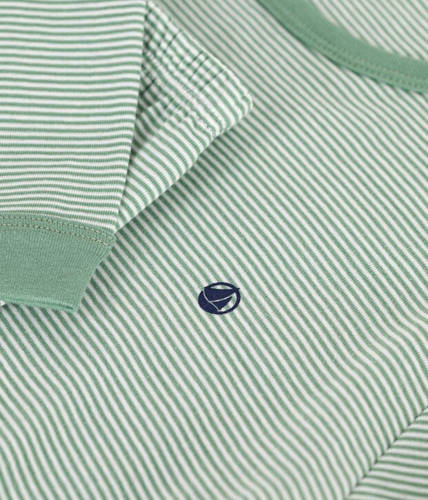 Children's stripy cotton pyjamas green/white